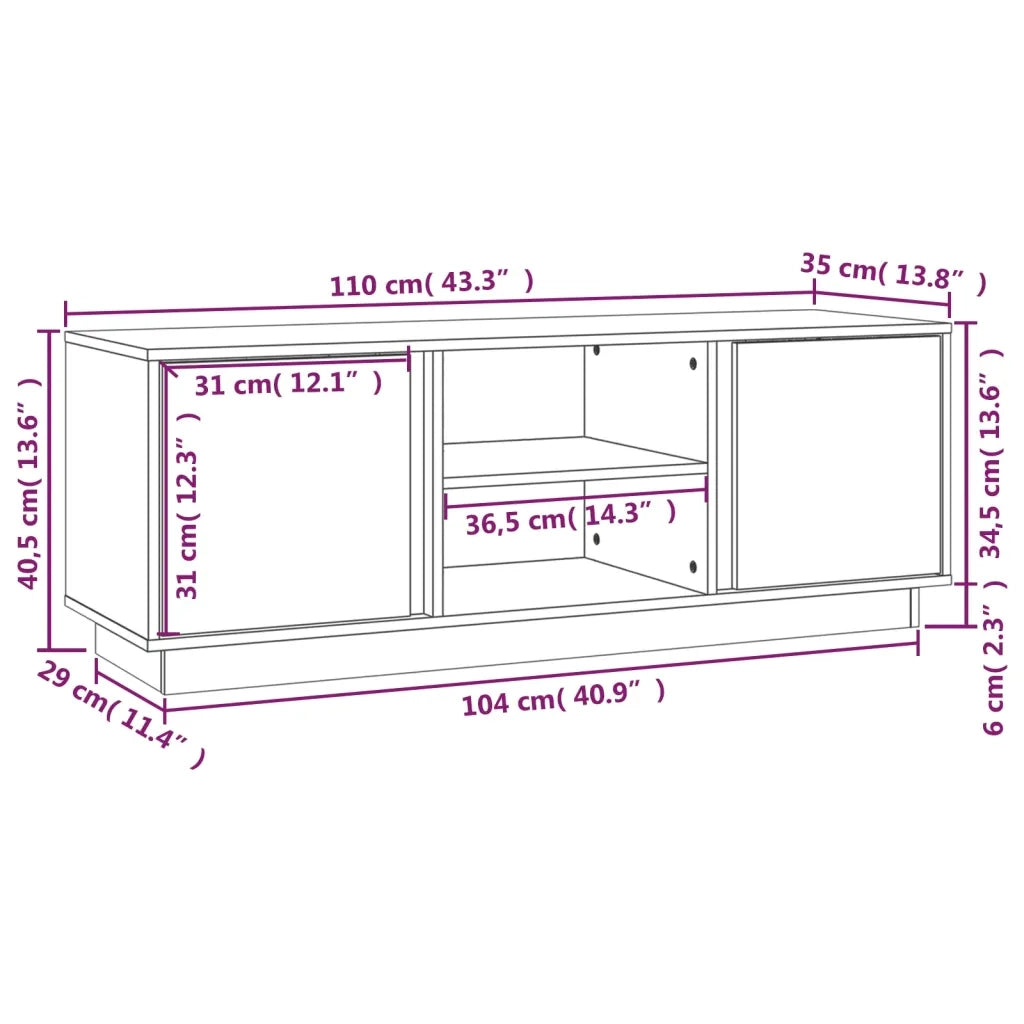 Mobile Porta TV ambra 110x35x40,5 cm in Legno Massello di Pino 814477