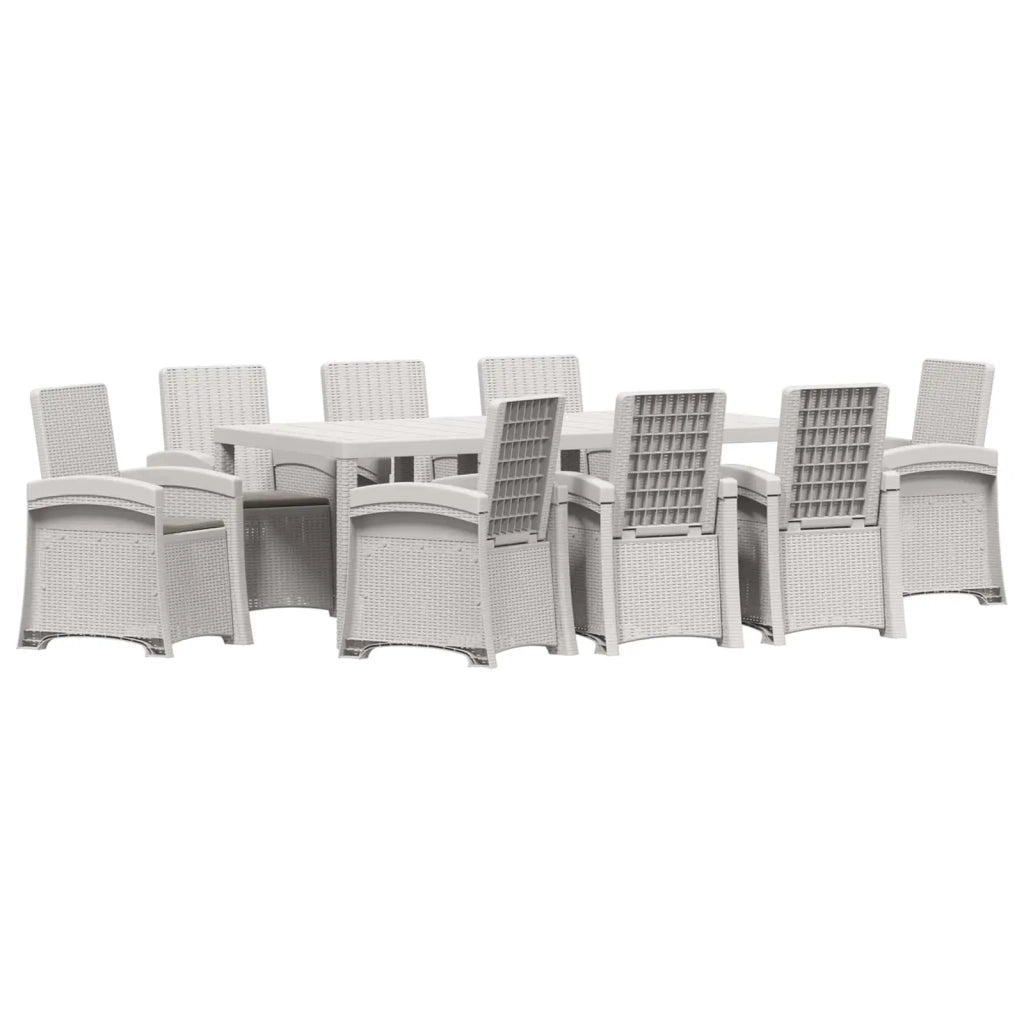 Set da Pranzo per Giardino 9 pz Bianco e Grigio Chiaro PP 3430162