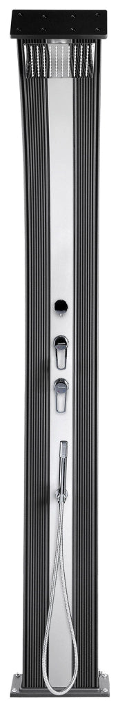 Doccia Solare Ibrida da Giardino 40L Miscelatore e Doccetta Lavapiedi Antracite/Inox