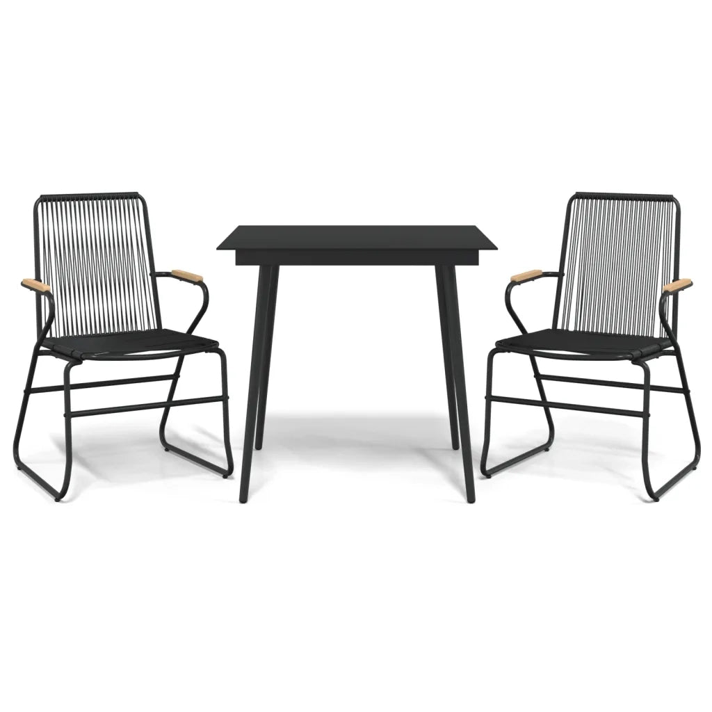 Set da Pranzo da Giardino 3 pz Nero in Rattan PVC 3060267