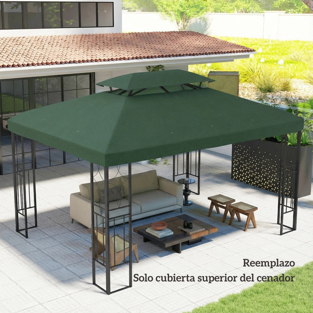 Toldo per Esterno 4x3 m ¨C zephmum ¨C Verde, Protezione UV, Doppio Tetto