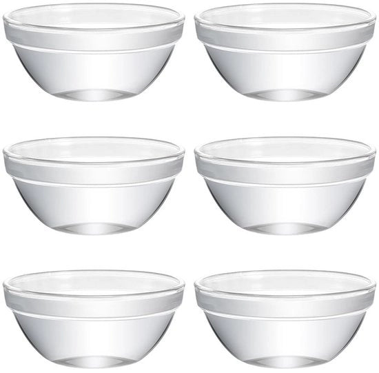 Set di Dips di Vetro da 6 pezzi - Mini Piatti da 7,5 cm - Resistenti al Lavastoviglie - Multifunzionali - Per Dips/Tapas - Piatto Compacto Ripiegabile - Set di Piatti per Dips