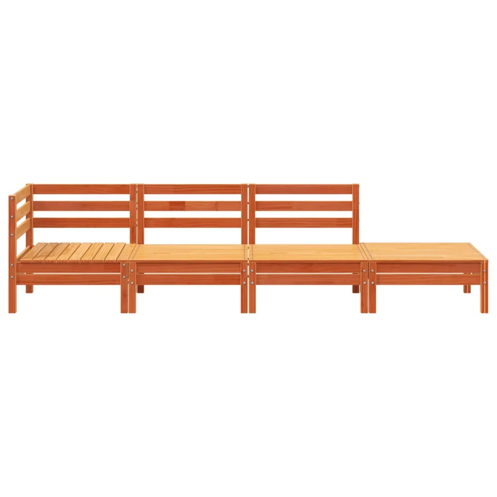 Divano da Giardino a 4 Posti Marrone Cera Legno Massello Pino 838051