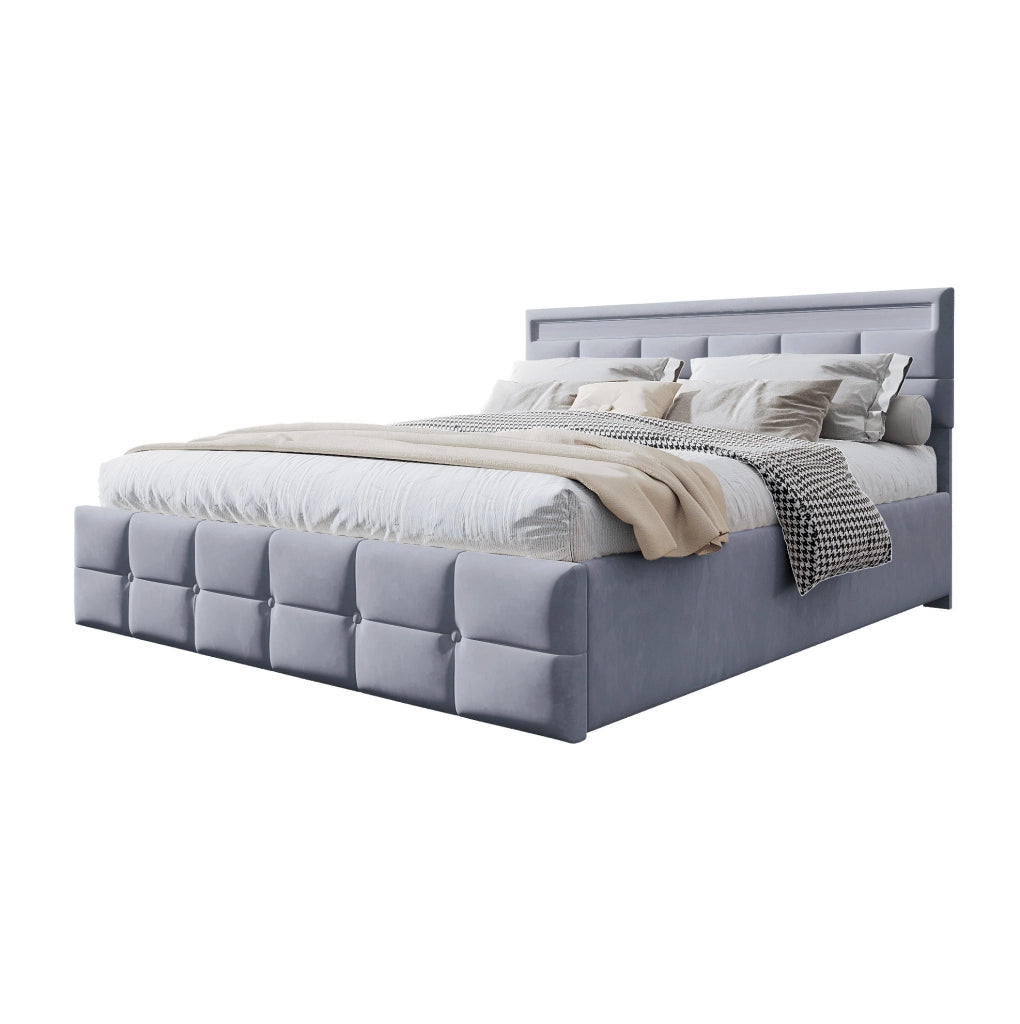 Letto imbottito con LED e contenitore idraulico