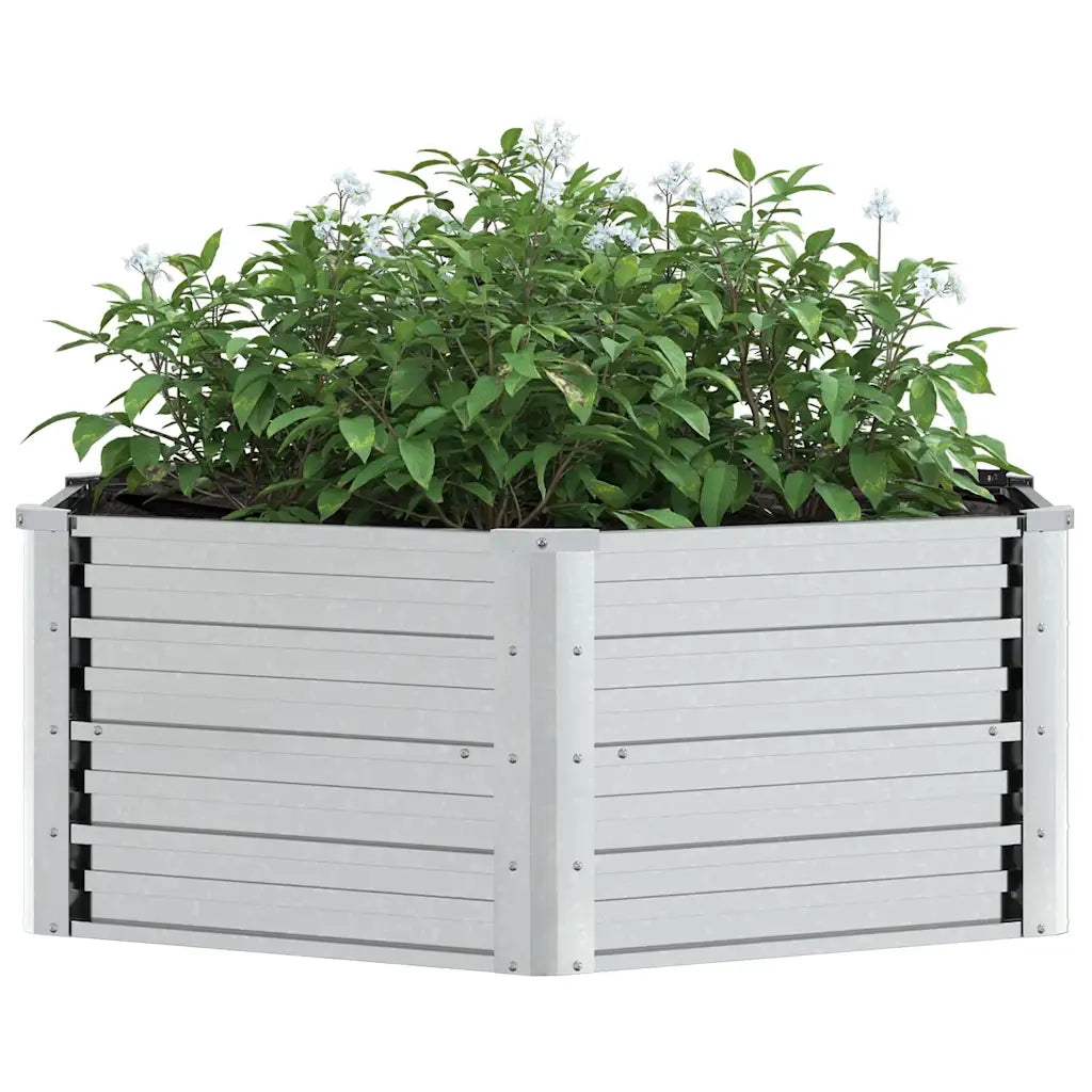 Fioriere | Cassetta per fiori | Letto Rialzato da Giardino 129x45 cm in Acciaio Zincato Argento