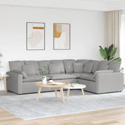 Divano Modulare con Cuscini in Tessuto Grigio Nuvola 3321156