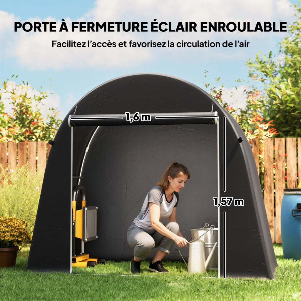Capanno da giardino ¨C zephmum ¨C 245x120x200 cm, grigio antracite, porta roll-up, impermeabile