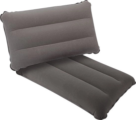 Cuscino gonfiabile, 2 pezzi, cuscino da campeggio, cuscino da viaggio, cuscino aereodinamico leggero, cuscino per la testa, imbottitura, cuscino per sedere per spiaggia, outdoor, escursioni, 44 x 28 cm, grigio