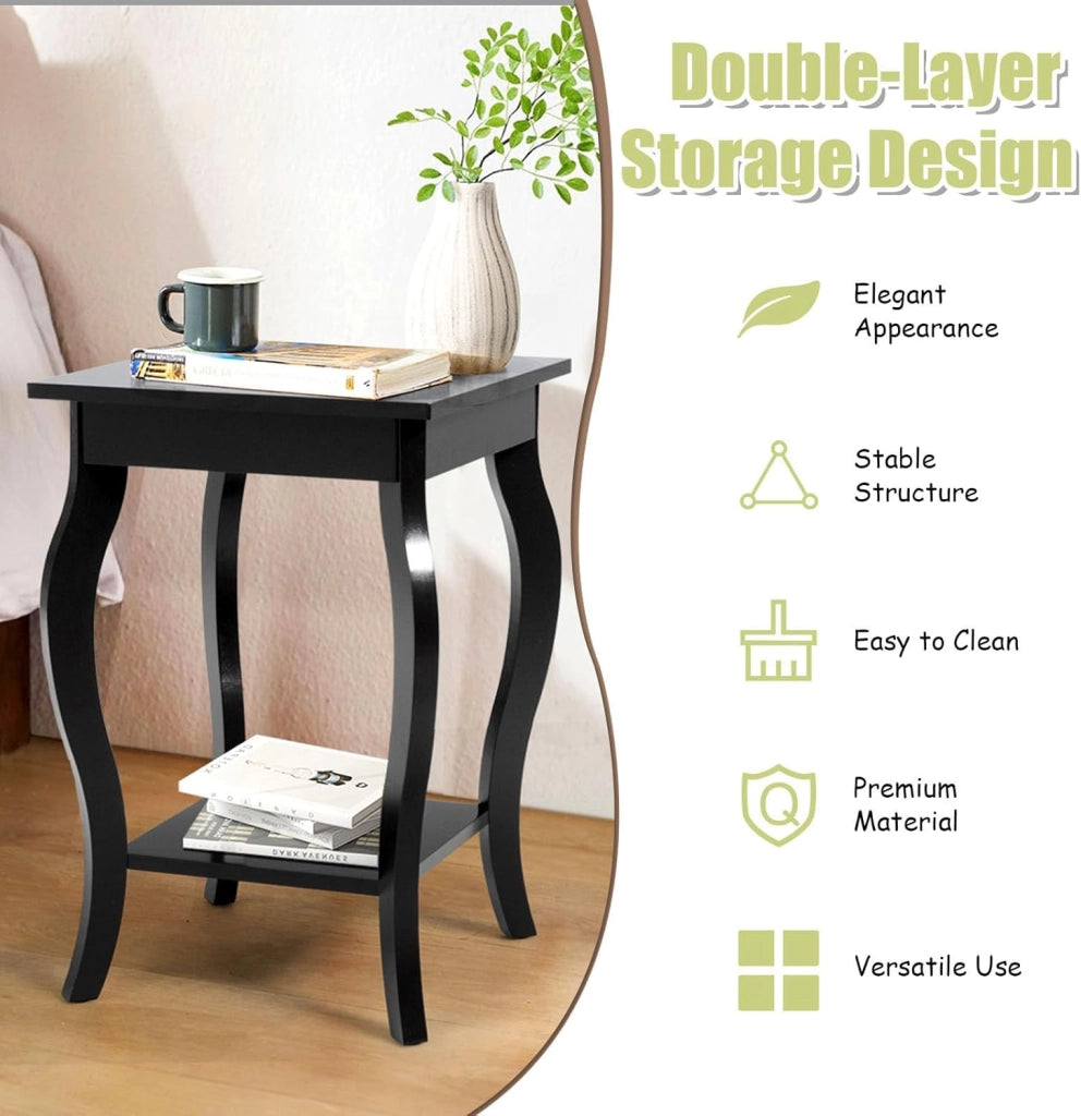 Set di 2 Comodini Camera da Letto, Comodini Piccoli in Legno, Tavolino Lato Moderno per Soggiorno, Marrone, 40 x 40 x 60 cm (L x P x A) (Nero x 2)
