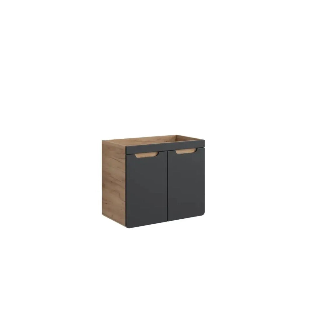 Mobile sottolavabo ERBANO – 2 ante – 70 cm – Rovere chiaro e grigio antracite – Design sospeso