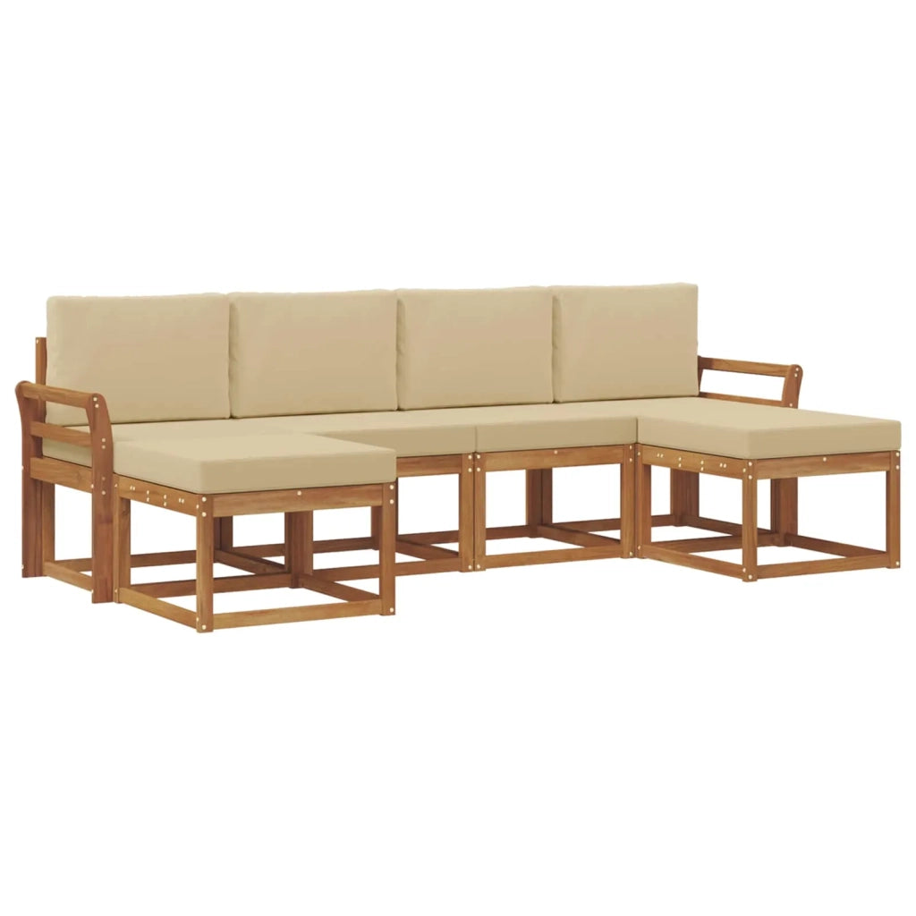 Set di divani da esterno con cuscino 6 pcs Naturale e Beige