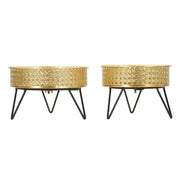 Set di 2 Vasi per Piante VKH410, Oro, Metallo, 20,5x20,5x13 cm