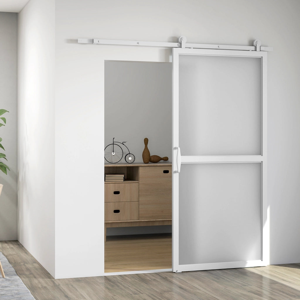 Kit Accessori Porte Scorrevoli 200 cm con 2 Guide e Binari ¨C zephmum ¨C Bianco