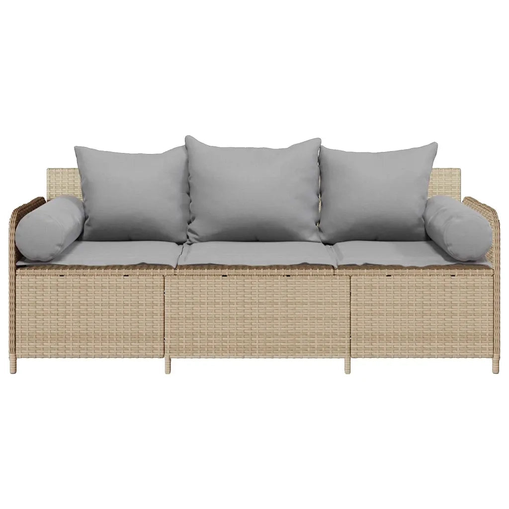 Divano da Giardino con Cuscini a 3 Posti Beige in Polyrattan 4104175