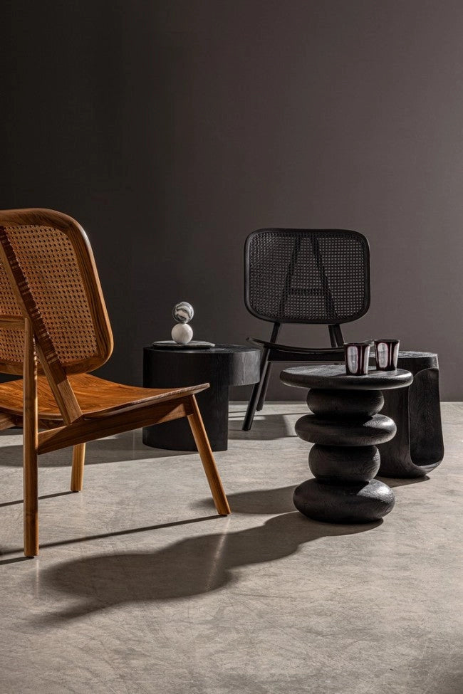 Tavolino Ø 40x45 cm Caffèblack in Legno Black