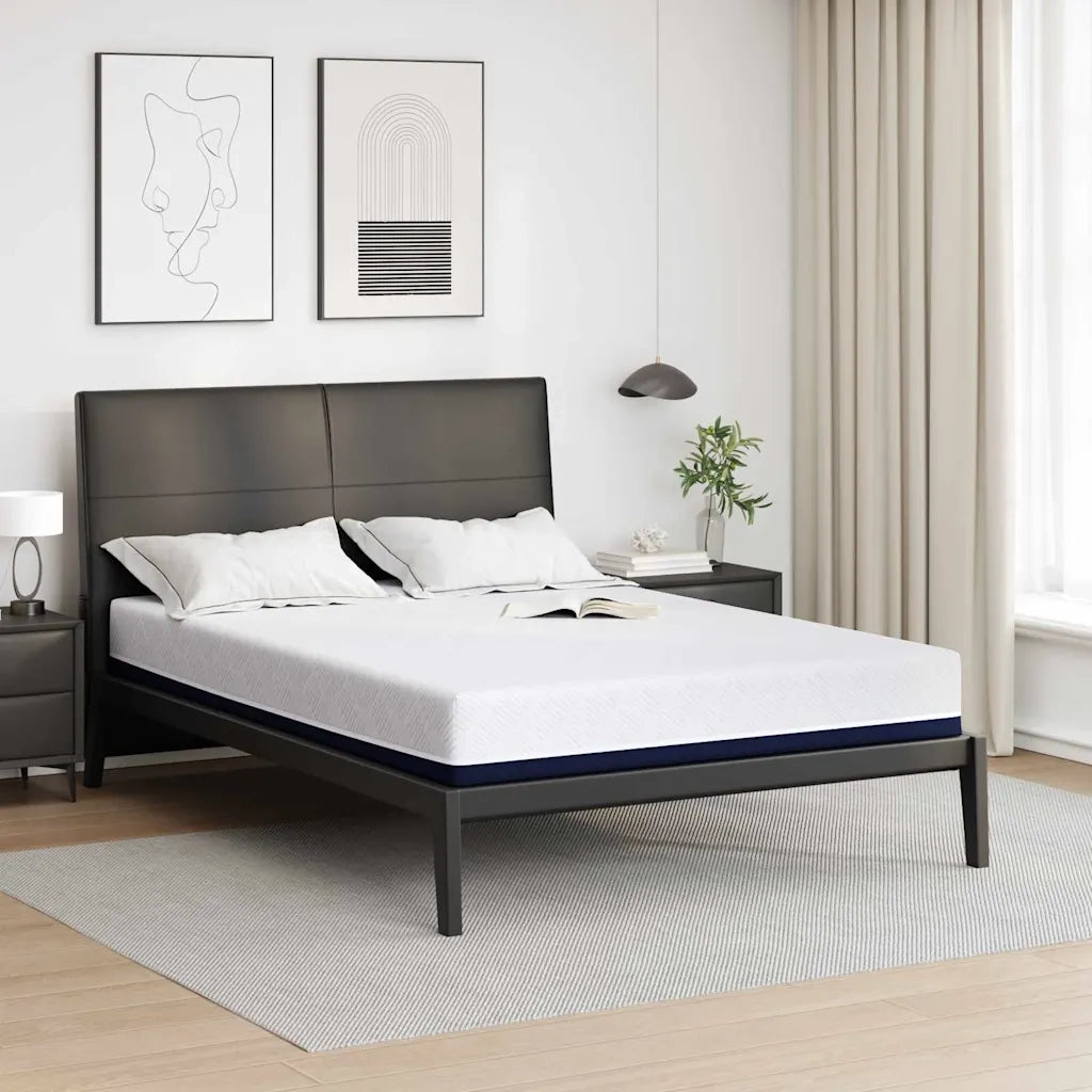 Materasso Bianco e Blu 140 x 200 cm Tessuto Jacquard