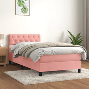 Giroletto a Molle con Materasso-Struttura Letto Rosa 80x200 cm in Velluto 288115