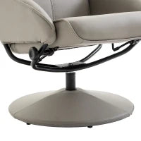 Poltrona Relax Reclinabile con Pouf Poggiapiedi Abbinato e Rivestimento in Finta pelle, 71x78x101cm, Grigia