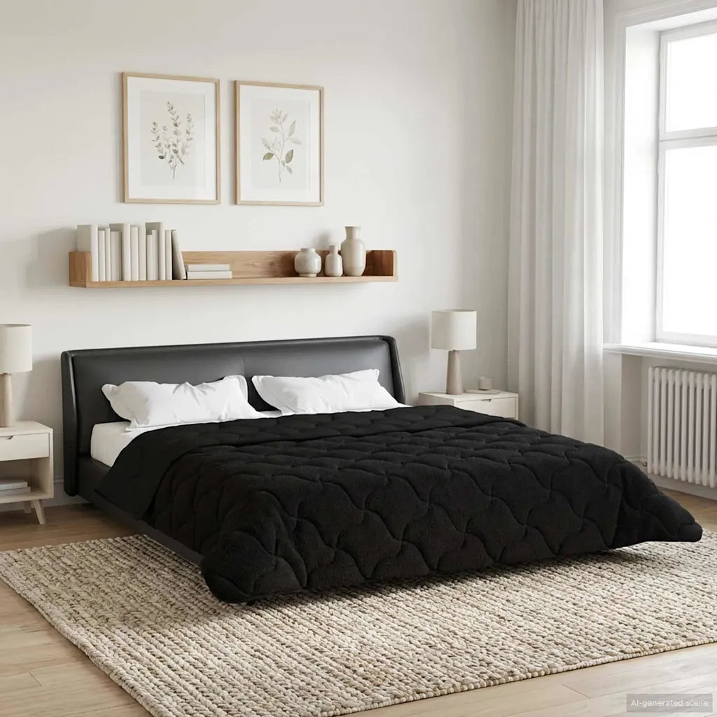 Duvet Invernale Nero 200 x 240 cm Microfibra e Fleece Teddy