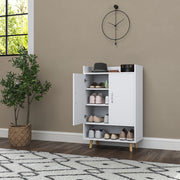 Armadio per scarpe con ante e ripiani - Zephmum- 60 x 30 x 92 cm, Bianco, per 12 scarpe