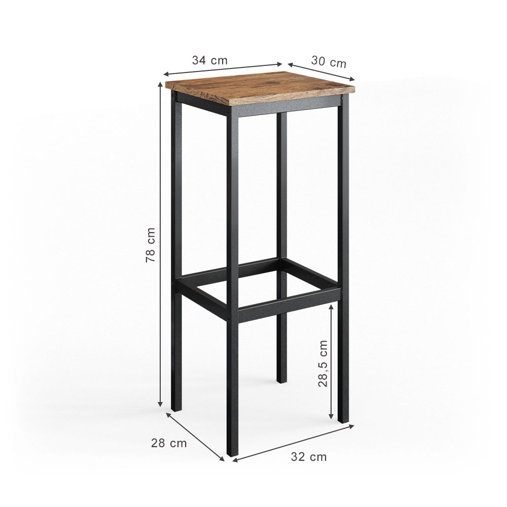 Vicco Set di 2 sgabelli da bar Rovere rustico 32 x 78 cm 2 parti