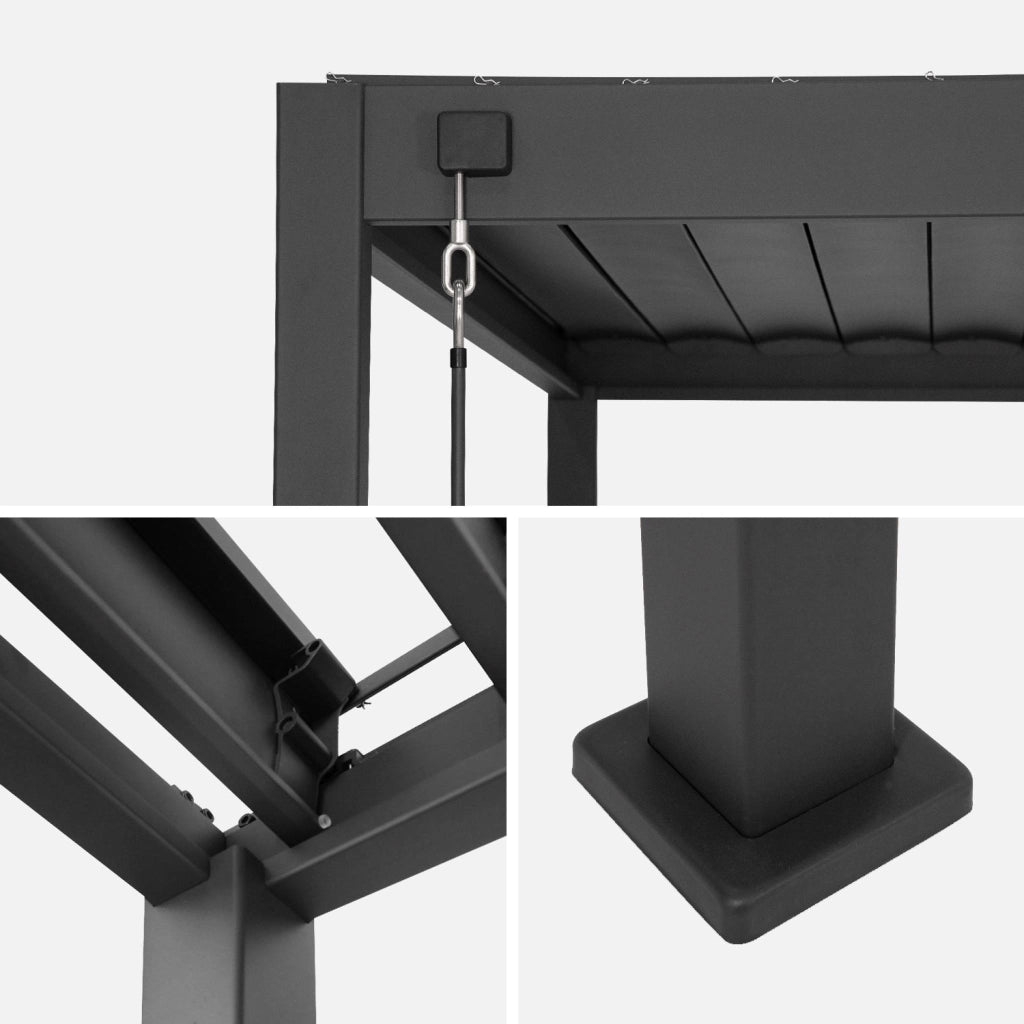 Pergola bioclimatica 3x3m in alluminio con lamelle orientabili,