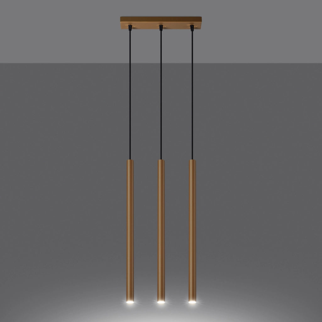 Lampada sospesa tubo triplo VELINO oro 3xG9 PU.1171