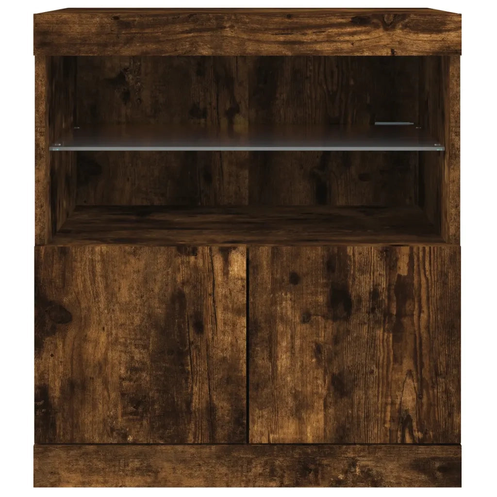 Credenza con Luci LED Rovere Fumo 60x37x67 cm