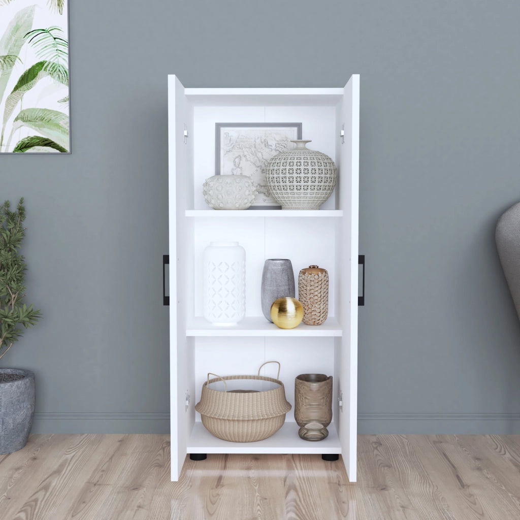 Armadio a 2 Ante Armadio Stretto con 4 Ripiani Mobile per Guardaroba Armadio da Ingresso Corridoio 108 x 49 x 32 cm - Bianco [en.casa]