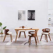 Sedie da Pranzo 4 pz in Legno Curvato e Similpelle Crema 278848