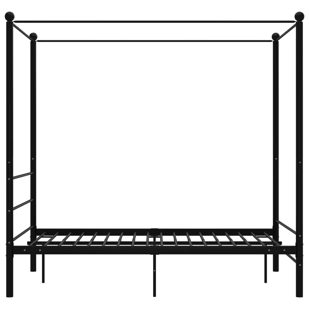 Letto a Baldacchino Nero in Metallo 140x200 cm