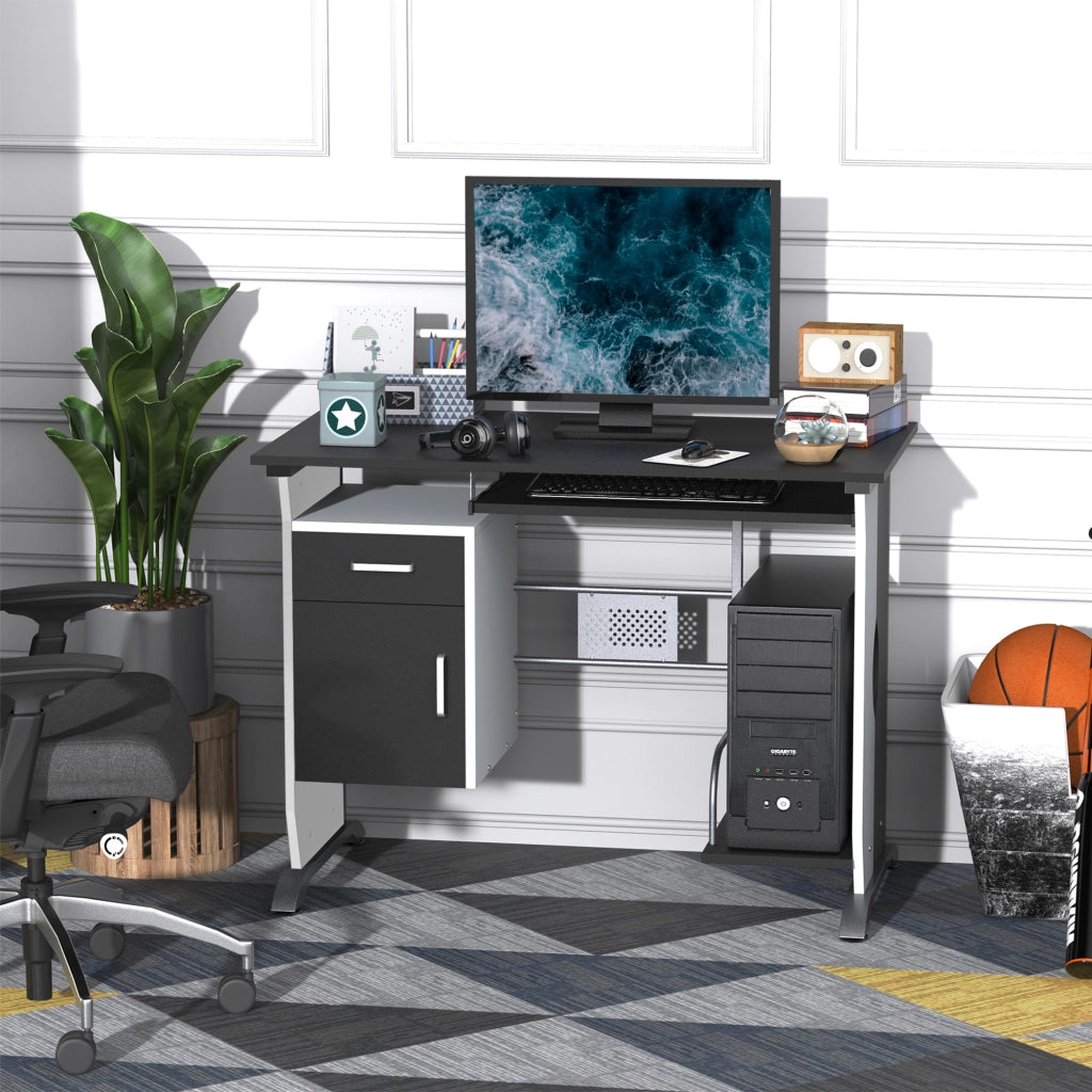 Scrivania per computer ¨C zephmum ¨C MDF nero e bianco 100x52x75 cm