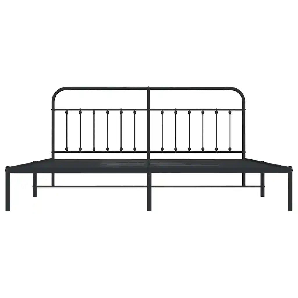 Giroletto con Testiera-Struttura Letto con testiera in Metallo Nero 193x203 cm 518398