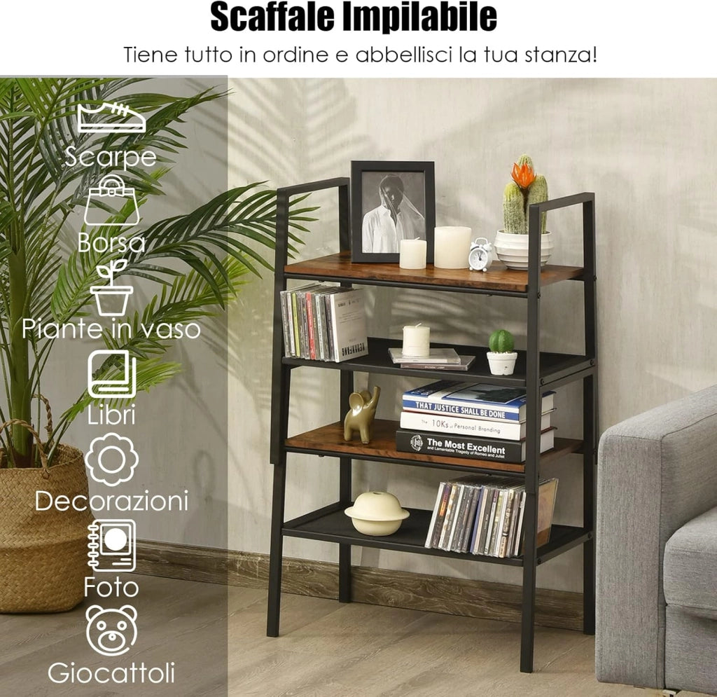 Scaffale di Stoccaggio a 2 Livelli, Scaffale Impilabile con Rete Metallica, Scaffale Compatto e Multiuso per Soggiorno Camera da Letto Ingresso, Carico Massimo: 30kg
