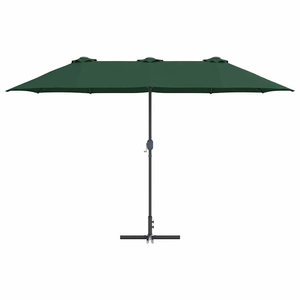 Ombrellone da giardino pieghevole moderno 370 x 197 x 239 cm con protezione UV design elegante in poliestere verde 02_0058740