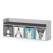 Vicco Scaffale per bambini Bianco 107.2 x 88.6 cm 4 scomparti, con cassette pieghevoli grigie