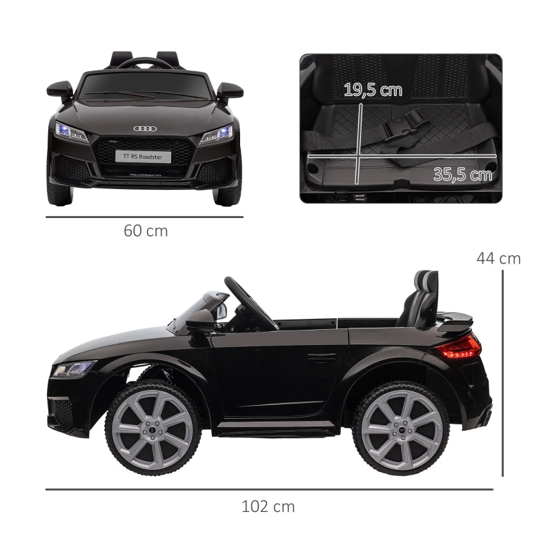 Auto elettrica Audi per bambini, con telecomando 2.4G, musica, clacson, LED, USB, per bambini dai 3 ai 5 anni, nera.