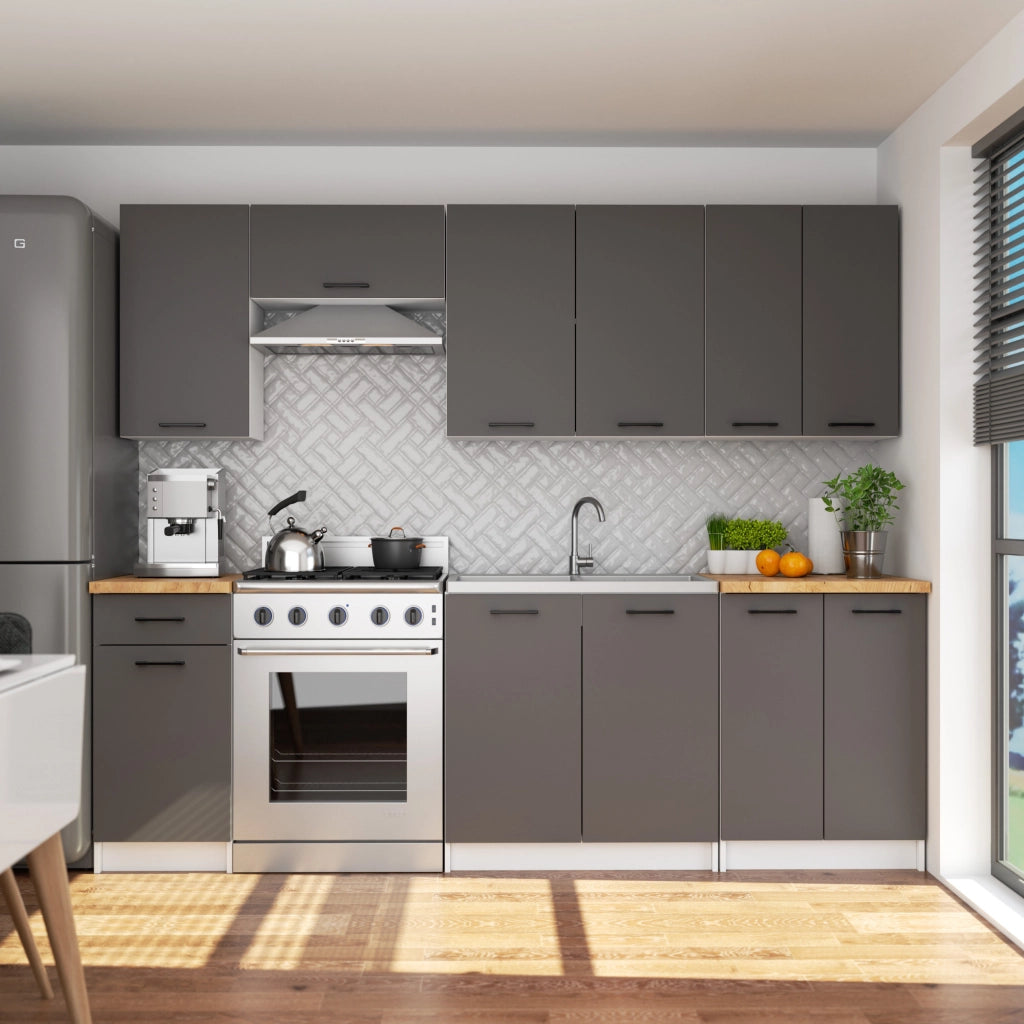 Mobile da cucina pensile sistema AKORD OLIWIA 60 cm H720 Bianco, Grigio Grafite 2 ante 60x30x72 cm