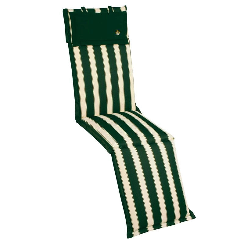 Cuscino da esterno per deckchair, 184x46 cm con volant - Cuscino Da Esterno Per Deckchair, 184x46 Cm Con Volant Fantasia Righe&righe (righe Bianche/verdi)
