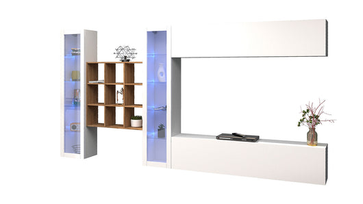 Parete Attrezzata Soggiorno 350x30x180 cm Maruska n°26 Bianco Lucido