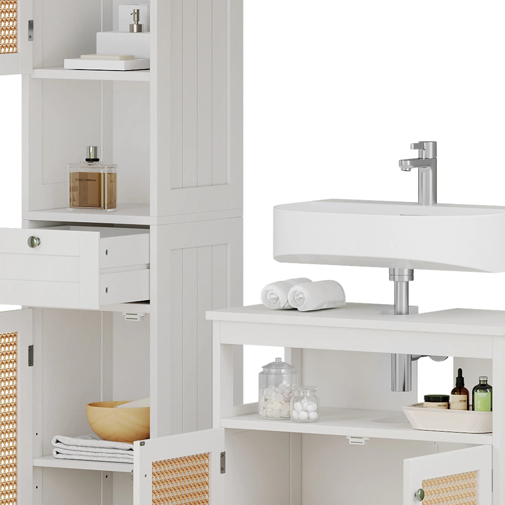 Vicco Set di mobili da bagno Bianco 3 parti, con colonna