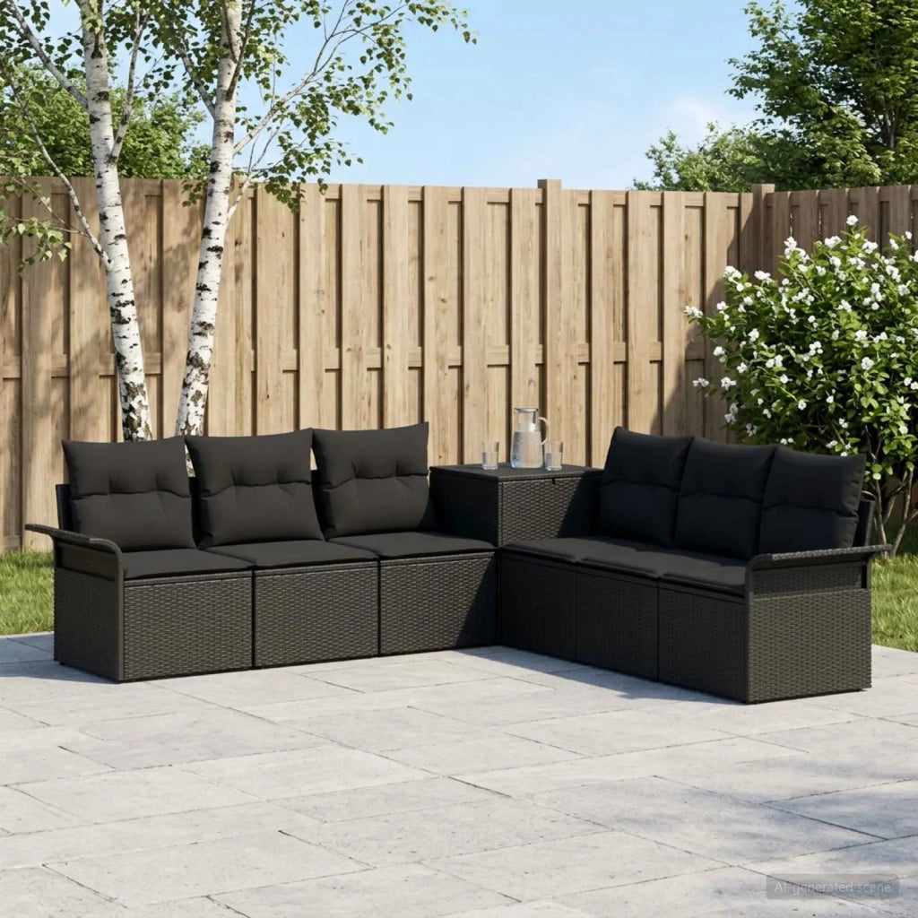 Set di divani 7 pz Nero Rattan sintetico e Acciaio 3448654