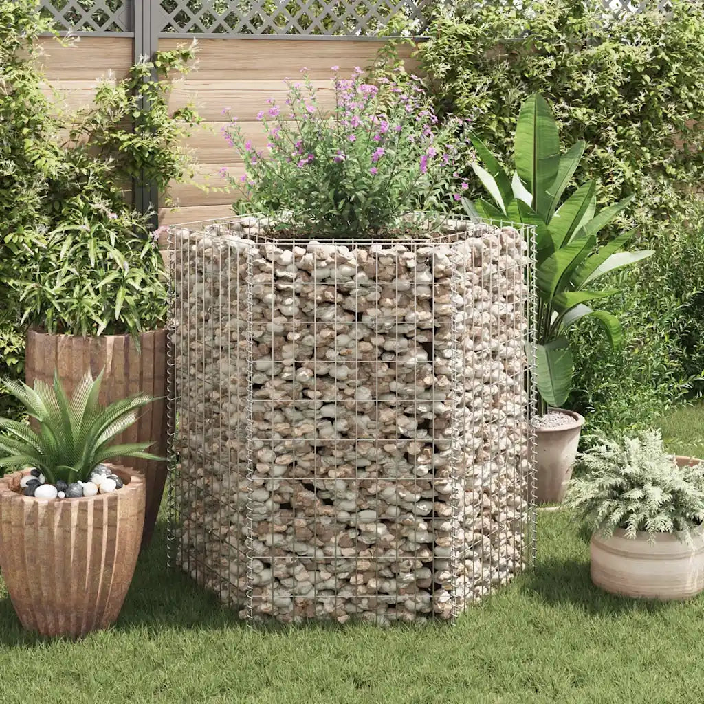 Gabbione Letto Rialzato da Giardino Esagonale 100x90x100 cm 142533