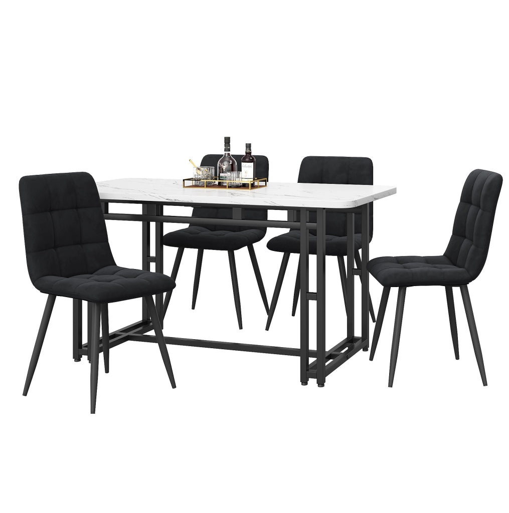 Set tavolo da pranzo con 4 sedie 120 cm in MDF e velluto nero