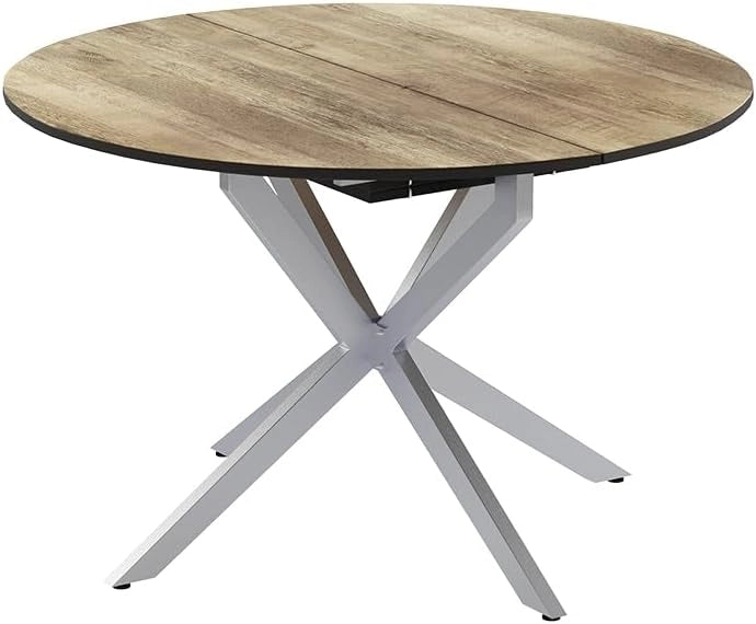 tavolo da pranzo allungabile Loyd, Nero/quercia rustico, 120 x 76.5 cm Estensibile, adatto per l'estensione della superficie del tavolo quando necessario