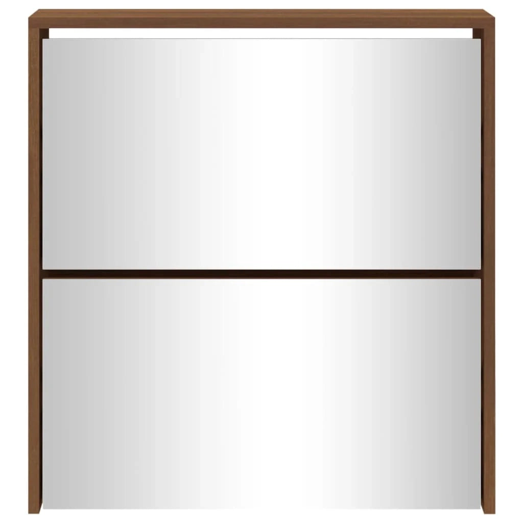 Scarpiera mobiletto portascarpe mobile ingresso/corridoio/soggiorno con specchio 2 livelli 63 x 17 x 67 cm marrone 02_0021894