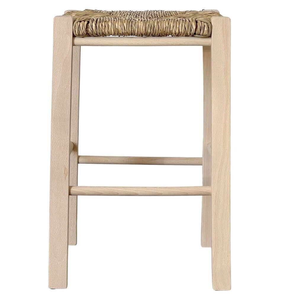 Sgabello grezzo seduta in paglia h 47 cm gambe dritte