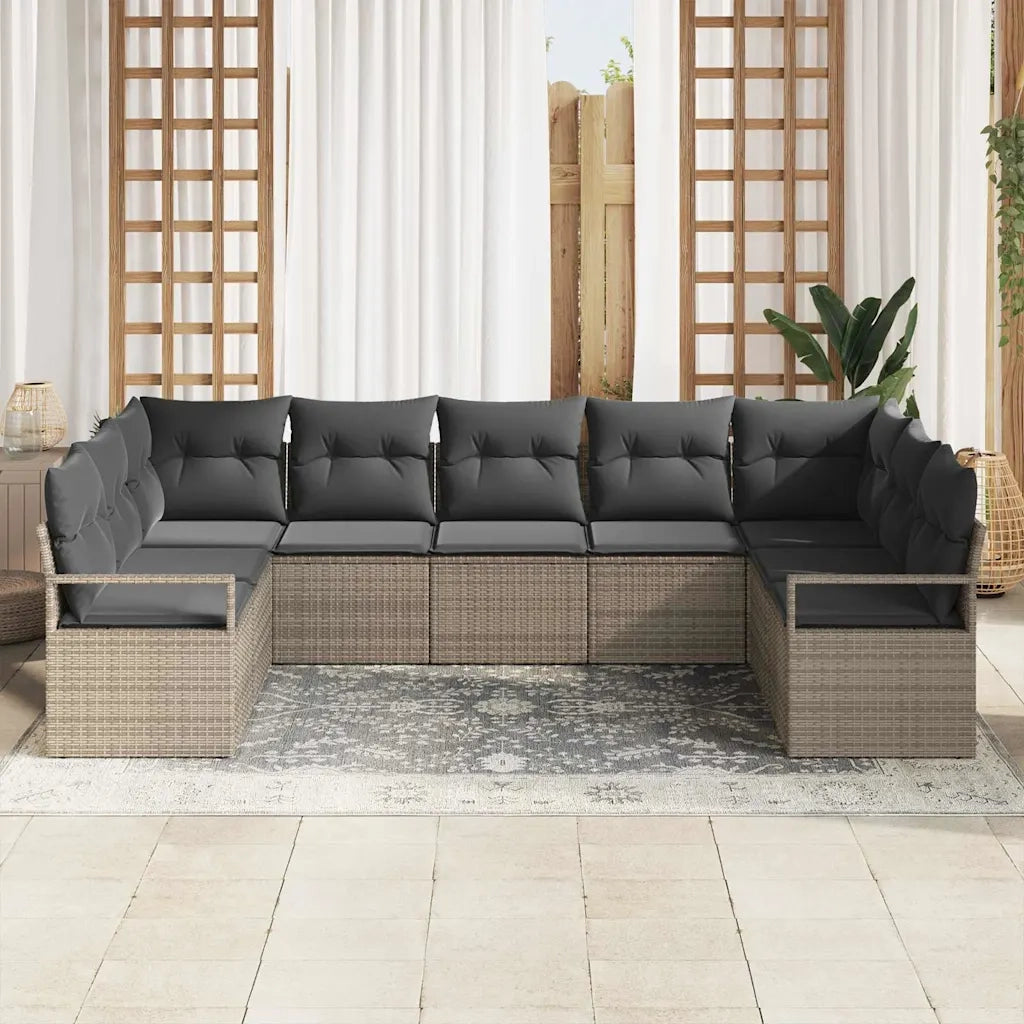 Set Divano da Giardino con cuscino 7 pcs Grigio polyrattan 3355198