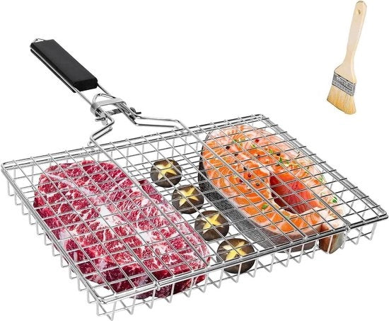 Griglia BBQ Portatile - Acciaio Inossidabile - Ripiegabile - Scheda BBQ - Trasportabile - Camping - Verdure - Attrezzo per Grigliare