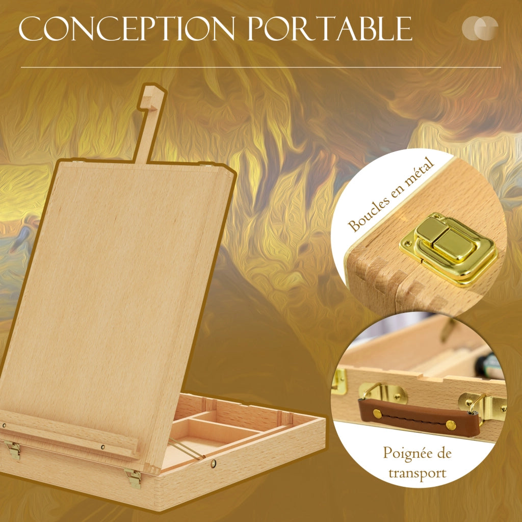Cavalletto da tavolo pieghevole in legno di faggio per tele fino a 61 cm ¨C zephmum ¨C naturale